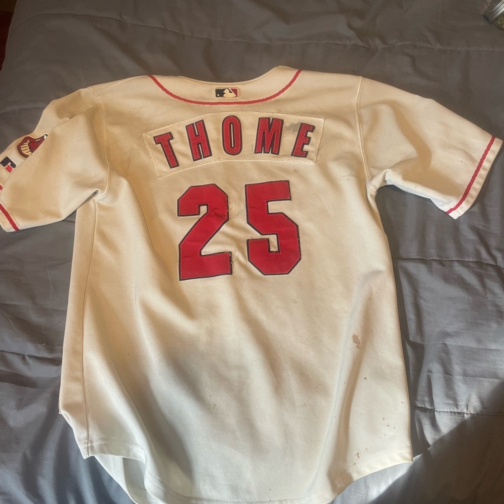 White Baseball Jersey with Red Accents